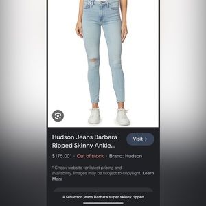 Hudson L.A. Jeans Barbara Super skinny size 28 stretchy fabric